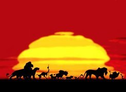 Król Lew, The Lion King, Zwierzęta, Zachód słońca