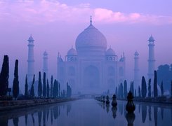 Indie, Agra, Mauzoleum, Tadź Mahal, Mgła