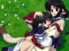 Utawarerumono, łąka, dziewczynki