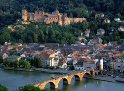 Heidelberg, Panorama, Miasta, Rzeka, Most, Zamek