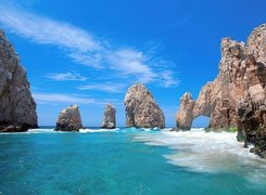 Skały, Morze, Cabo San Lucas, Meksyk
