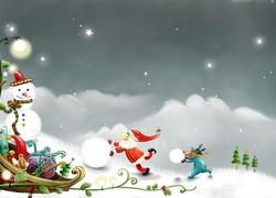 Świąteczne, Mikołaj, Bałwan, 2D