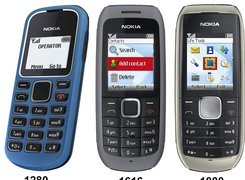 Nokia 1616, Nokia 1800, Nokia 1280, Niebieska, Szara, Srebrna