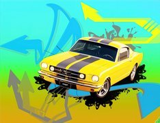 Żółty, Ford Mustang, Rysunek