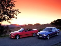 BMW 3, E36, Czerwony Cabriolet, Granatowy