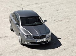 Skoda, Srebrny, Superb, Piasek