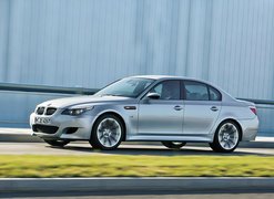 Silver, BMW 5, E60, Lewy, Bok