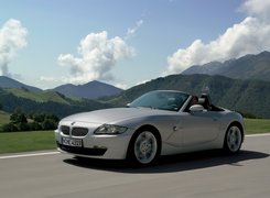 Srebrny, BMW Seria Z4, Góry, Chmury