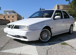 Biała, Alfa Romeo 155, Polerowane, Felgi