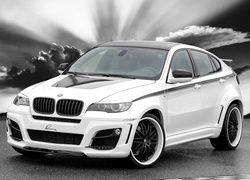 BMW X6, Czerwone, Zaciski, Chmury