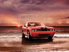 Dodge Challenger, Plaża, Morze