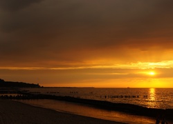 Zachód Słońca, Plaża, Morze