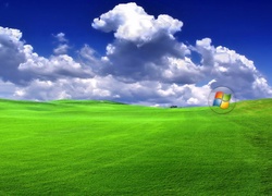 Windows, Łąka, Chmury, Logo