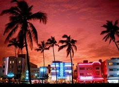 Floryda, Miami, Hotele, Neony