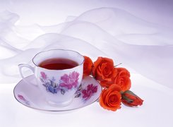 Filiżanka, Herbata, Róże