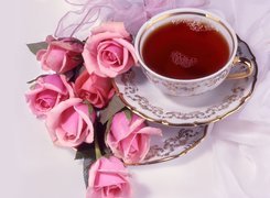 Róże, Filiżanka, Herbaty