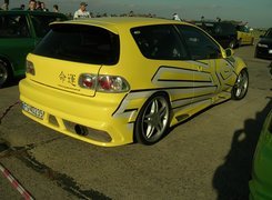 Żółta, Honda Civic, Tuning