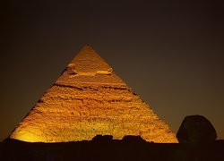 Piramida, Cheopsa, Nocą