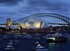 Australia, Sydney, Zatoka Port Jackson, Most Sydney Harbour Bridge, Sydney Opera House