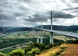 Francja, Wiadukt, Millau, Nad, Doliną, Rzeki, Tarn