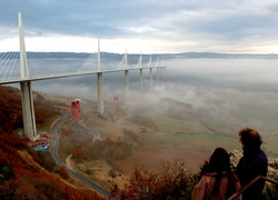 Francja, Wiadukt, Millau, Chmury