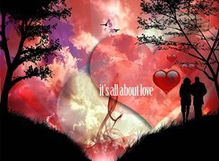Zakochani, Niebo, Serduszka, Love