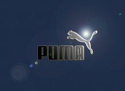 Nazwa, Puma, Logo, Niebieskie, Tło