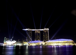 Singapur, Marina Bay Sands, Panorama, Nocą
