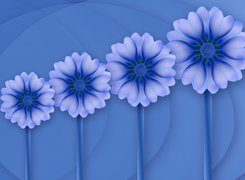 Cztery,  Niebieskie, Kwiaty