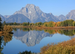 Stany Zjednoczone, Stan Wyoming, Park Narodowy Grand Teton, Rzeka Snake River,  Góry Mount Moran