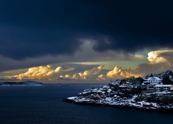 Norwegia, Morze, Wyspa, Domy