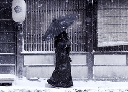 Japonka, Parasol, Śnieg