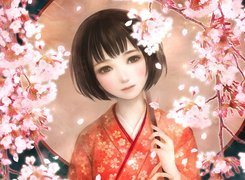 Dziewczynka, Parasol, Kimono