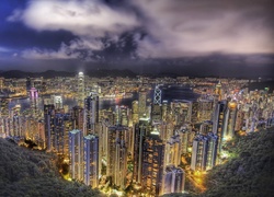 Hong Kong, Oświetlone, Miasto