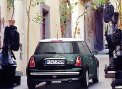 Zielony Mini Cooper