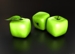 Kwadratowe, Zielone, Jabłka