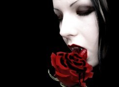 Kobieta, Róża, Pocałunek, Wampira