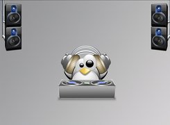 Linux, Pigwin, Pigwinek, muza, słuchawki, głośniki
