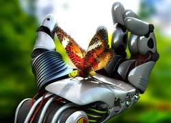 Dłoń, Robota, Motyl