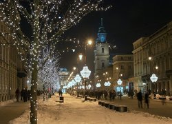 Miasto, Noc, Trakt Królewski, Warszawa, Polska