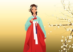 Japonka, Kimono, Gałazki