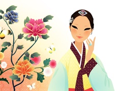 Kobieta, Japonka, Kwiaty