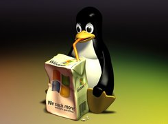 Linux, Pigwin, Pigwinek, kartonik, sok, windows, słomka