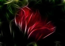 Czerwony, Kwiat, 3D