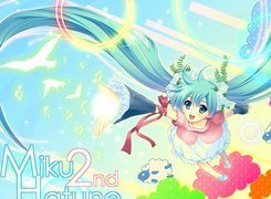 Miku Hatsune, Vocaloid, Kolorowe, Długie, Włosy