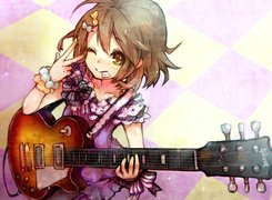 K-On!, Gitara, Dziewczyna, Śliczna, Szachownica