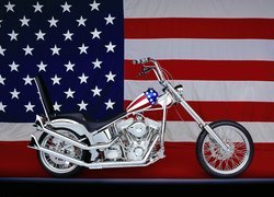 Srebrny, Motocykl, Flaga, USA