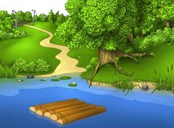 Jezioro, Tratwa, Park