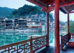 Domy, Rzeka, Stare, Miasto, Feng Huang, Chiny
