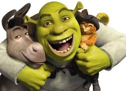 Shrek, Osioł, Kapelusz, Uśmiech, Przyjaźń